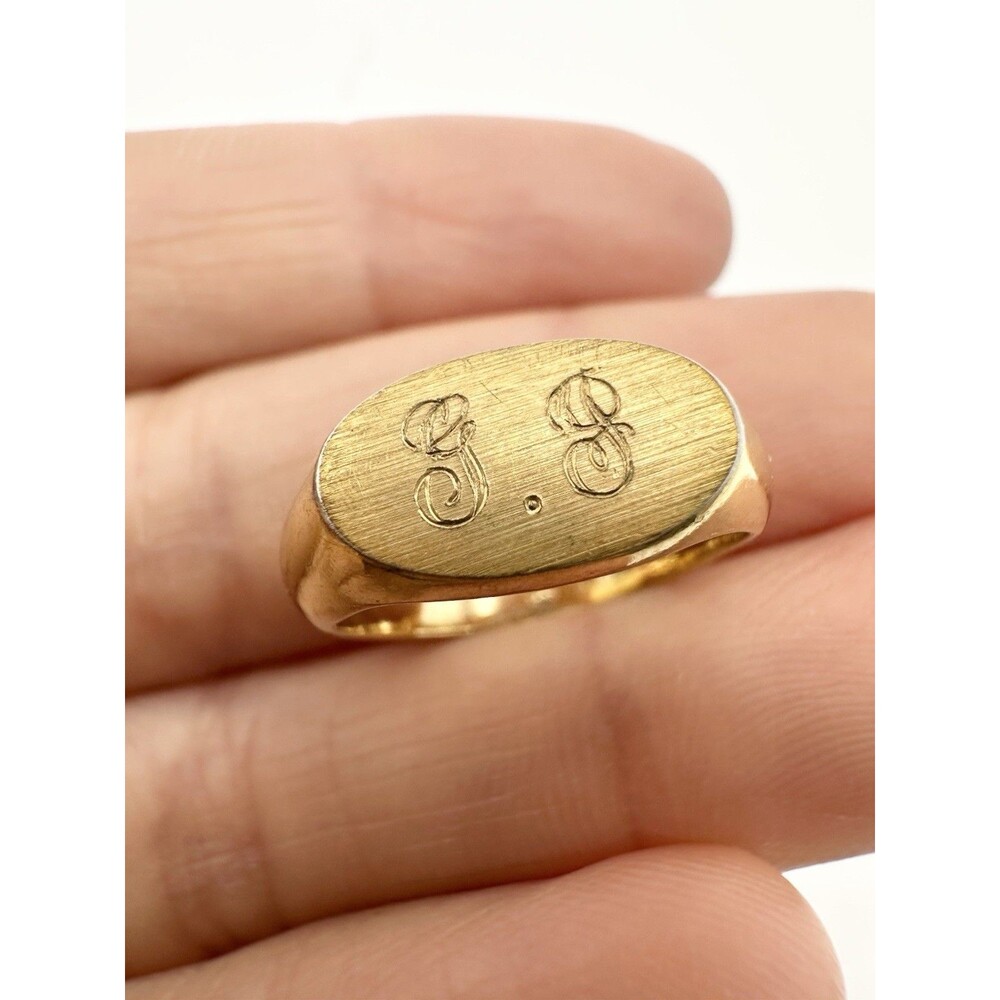Vintage 18kt GE Monogram Signet Ring Size 2.75